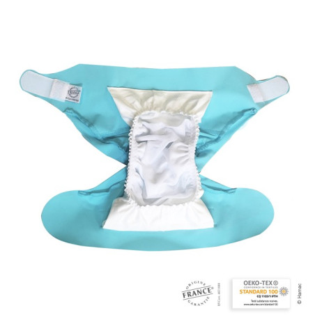 Couche lavable plage et piscine bleu ciel  6 à 24 mois - fabrication française