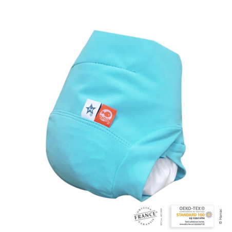 Couche lavable plage et piscine bleu ciel  6 à 24 mois - fabrication française