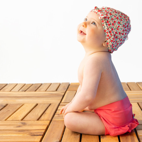 Couche lavable plage et piscine rose blush  6 à 24 mois - fabrication française
