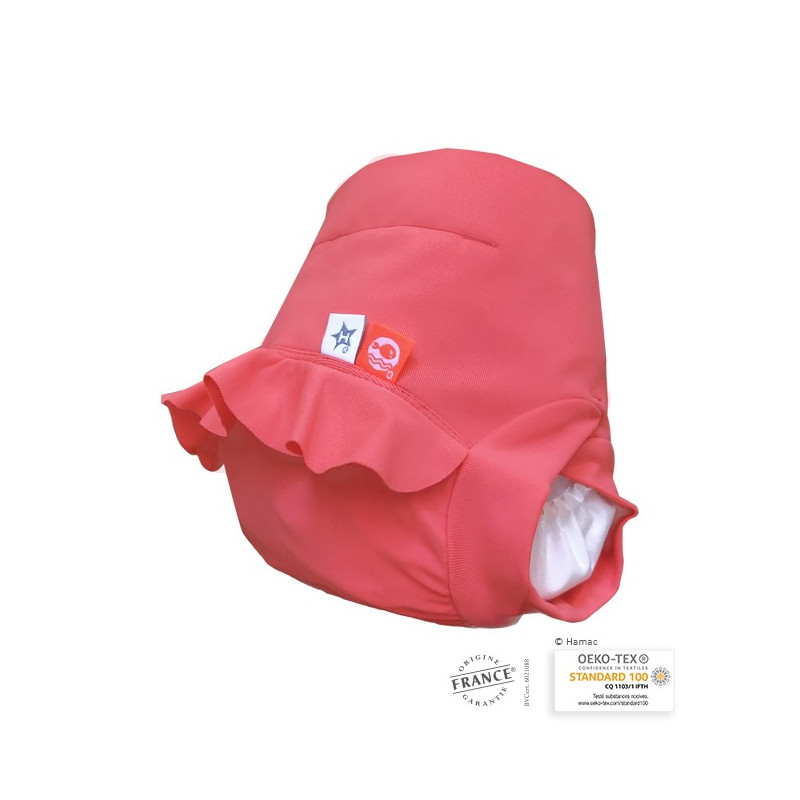 Couche lavable plage et piscine rose blush  6 à 24 mois - fabrication française