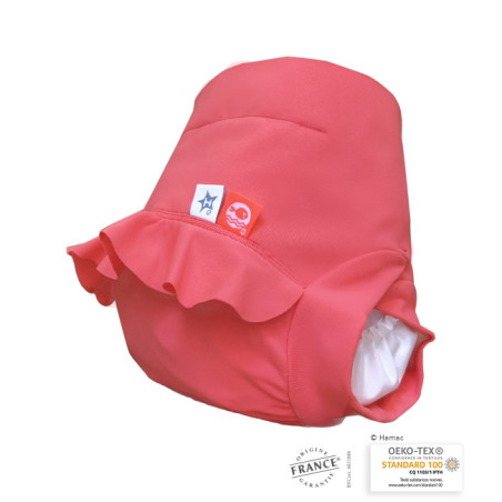 Couche lavable plage et piscine rose blush  6 à 24 mois - fabrication française
