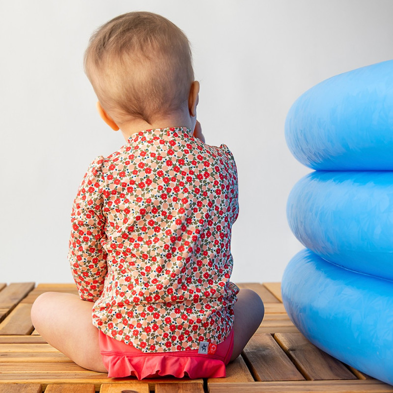 Couche lavable plage et piscine rose blush  6 à 24 mois - fabrication française