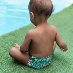 Couche lavable plage vert avec libellules 6 à 24 mois - made in France