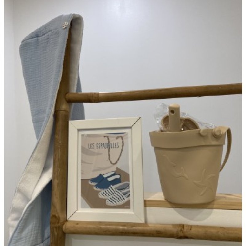 Serviette à cheveux éponge de bambou et coton – bleu layette et blanc